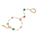 Colorful Crystal Beaded Flower Hand Chain Bracelet for Women Stainless Steel Jewelry