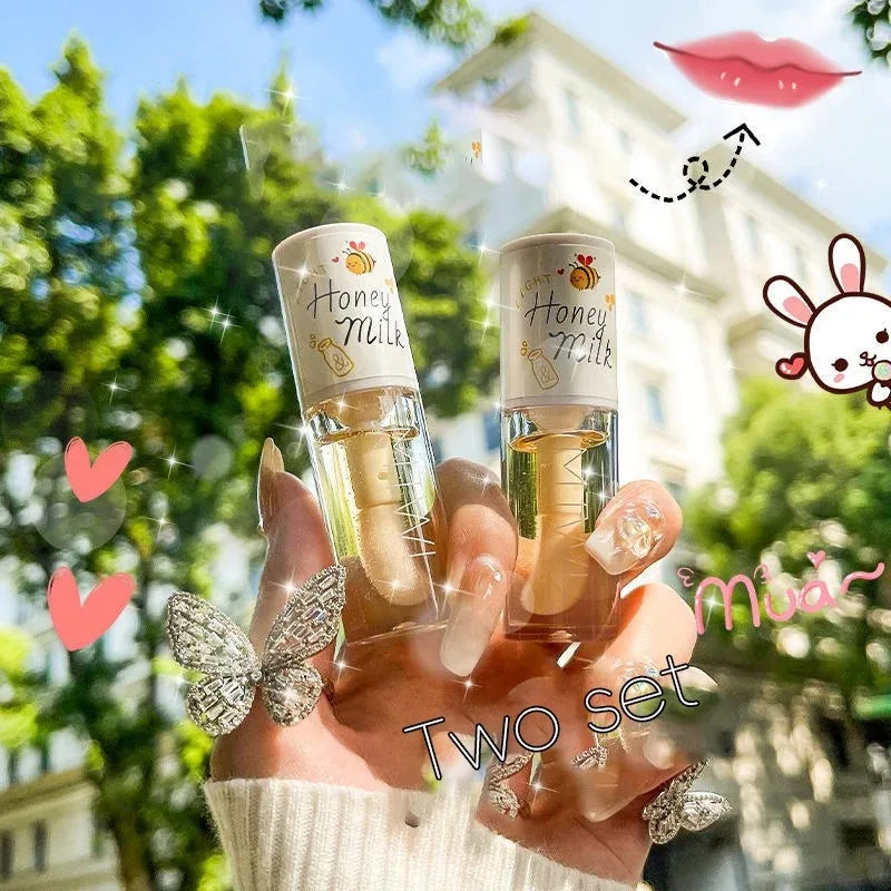 White Peach and Honey Lip Oil - Moisturizing Lip Gloss with Brush Head