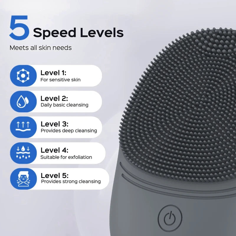 Electric Silicone Facial Cleansing Brush with Sonic Vibration Deep Cleanse
