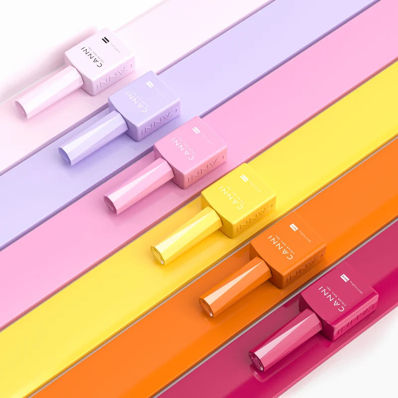 HEMA FREE Gel Nail Polish Set - Summer Colors, Ultra Gloss Top Coat, 9ml