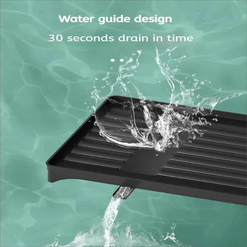 Large Capacity 2-Tier Metal Dish Rack with Drain Tray - Kitchen Organizer