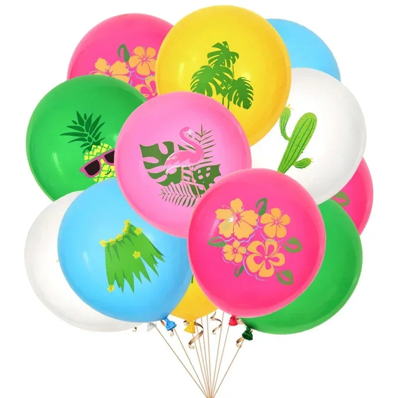 12-Inch Hawaiian Aloha Tropical Latex Balloons for Summer Beach Birthday Party
