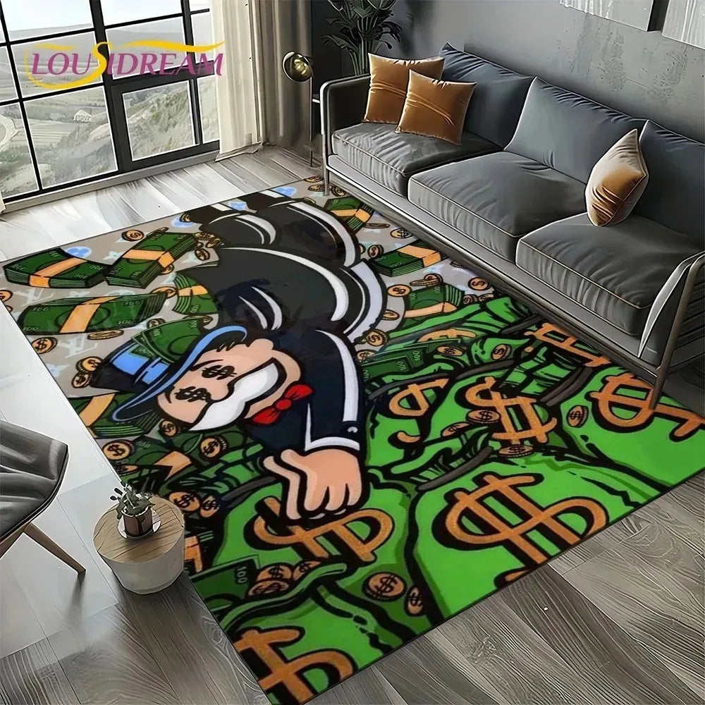 3D Cartoon Man Game Monopoly Doormat Non Slip Entryway Rug for Living Room Bedroom
