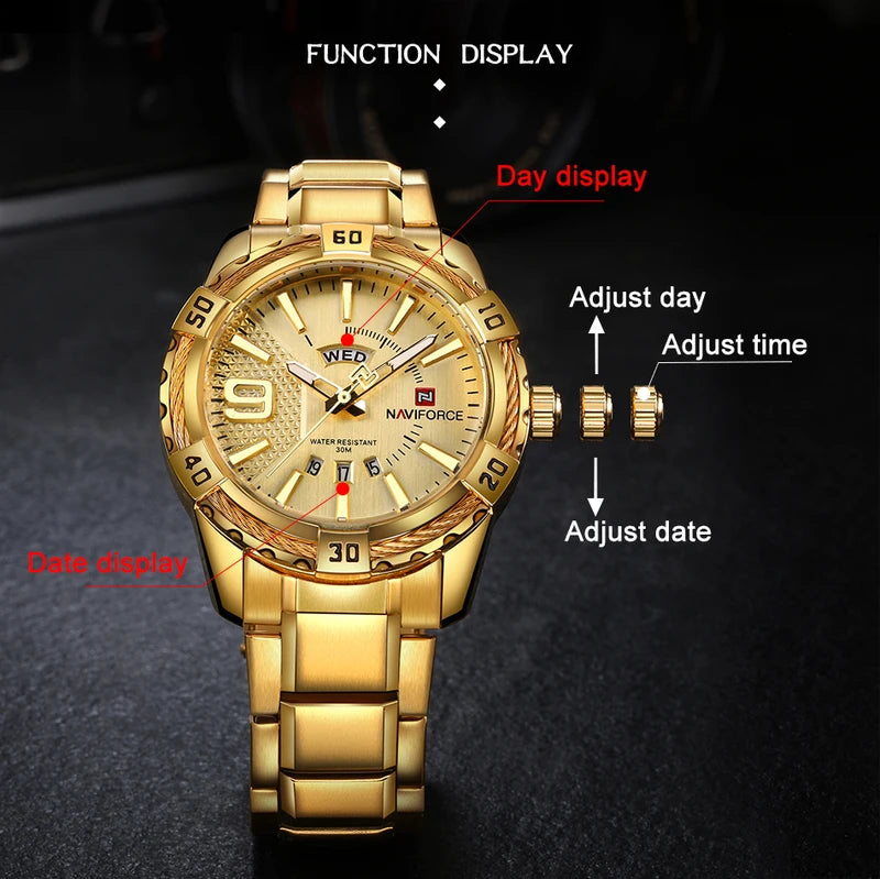 Men's Luxury Quartz Wristwatch Waterproof Steel Band Casual Business Watch