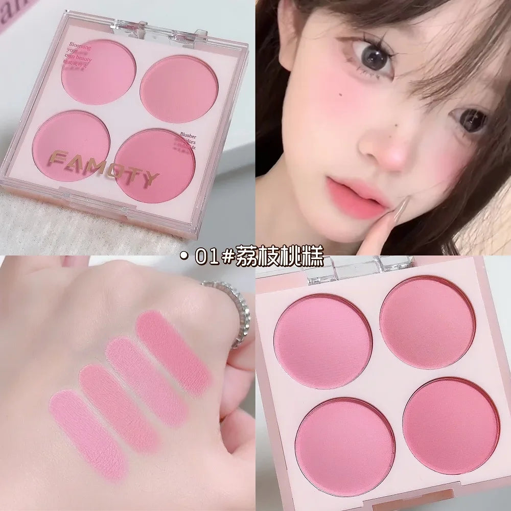 Matte Blush Powder Set - Brighten & Illuminate Face Makeup in 4 Colors
