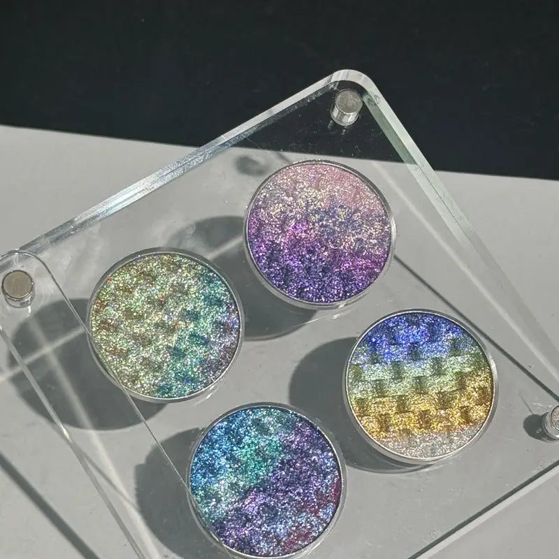 Colorful Gradient Chameleon Eyeshadow Palette with Detachable Glitter Slots - 4 Colors, 1.2g Each