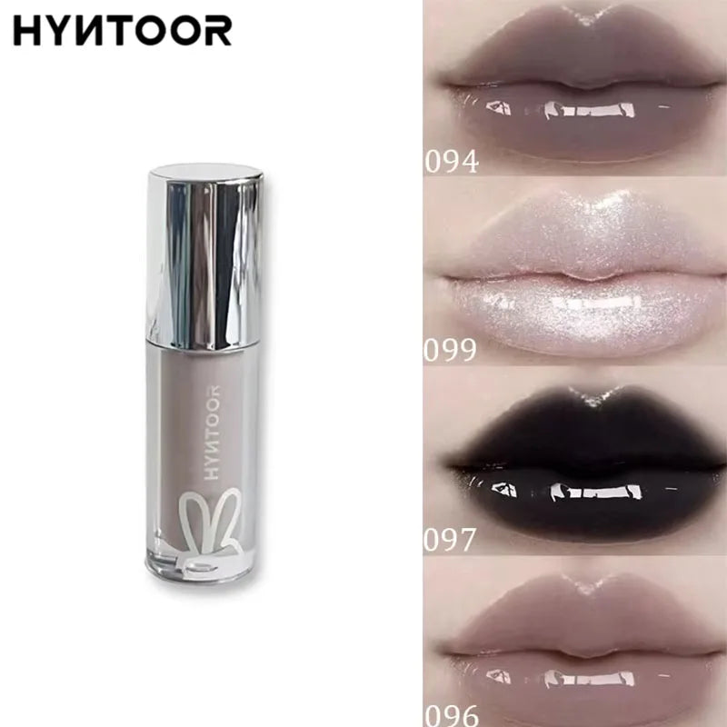 Goth Lip Gloss Mirror Moist Nude Grey Black Silvery Fine Flash Long-Lasting Makeup