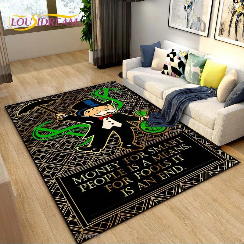 Funny Monopoly Carpet Floor Mat for Living Room Bedroom Kitchen Door Non-slip Rug