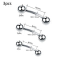 3PCS Body Jewelry Set Curved Barbell Lip Eyebrow Nipple Piercing Kit Men Women