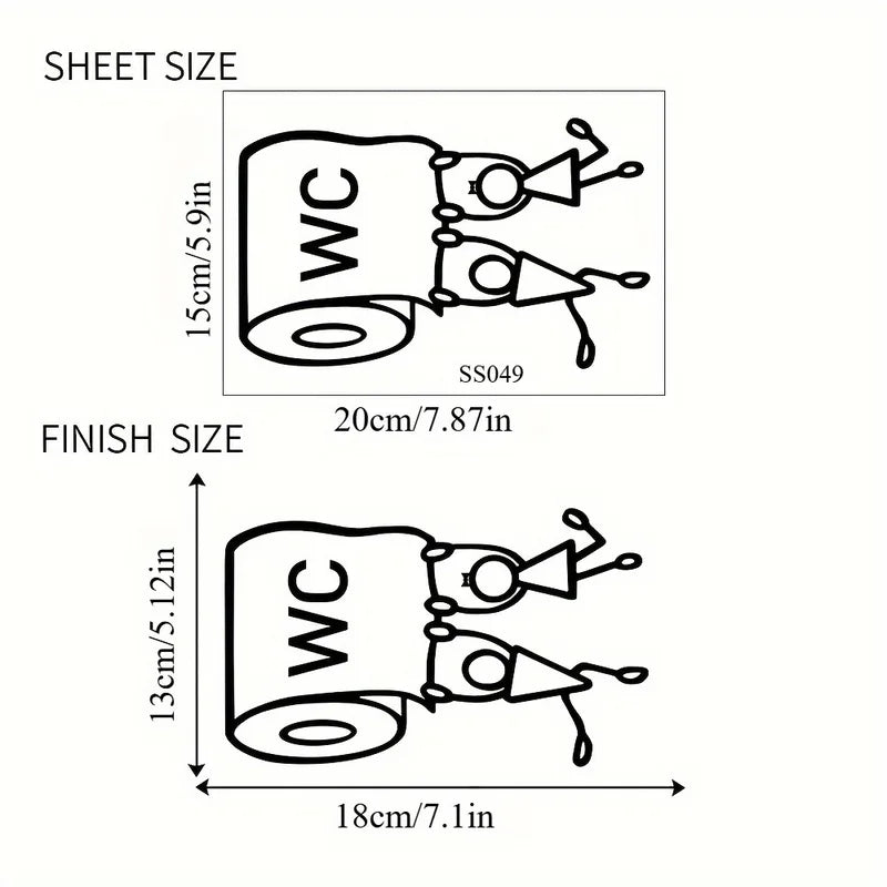 Humorous Toilet Wall Sticker - Easy Bathroom Decor with Herringbone Pattern
