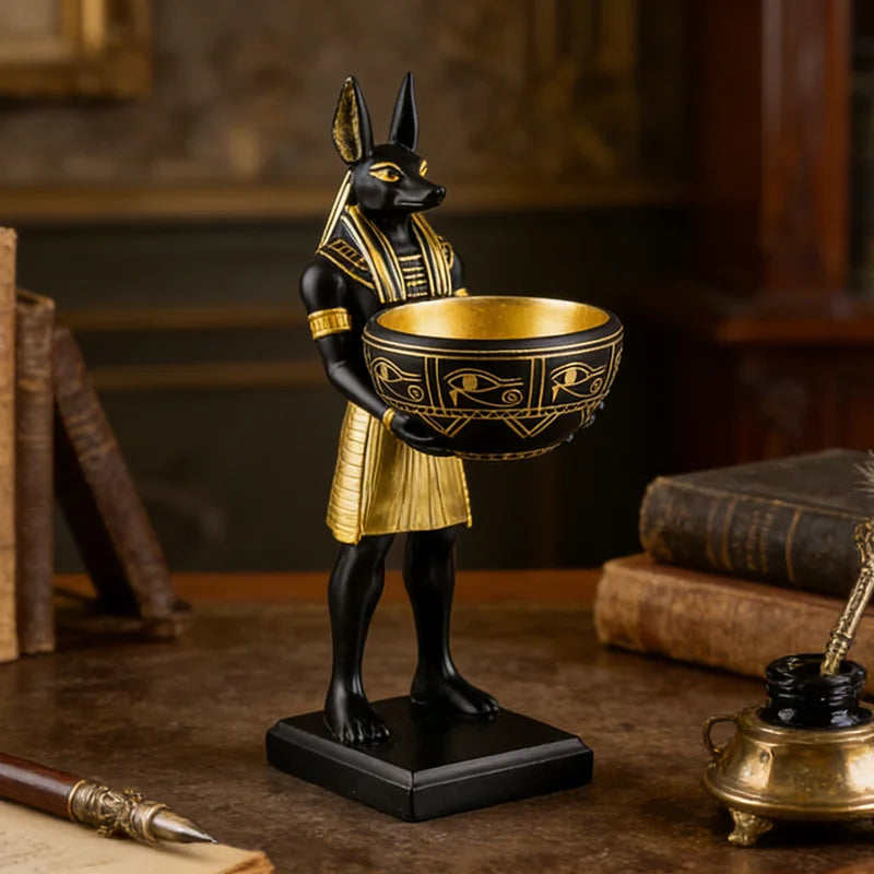 Ancient Egyptian Anubis Resin Storage Tray - Decorative Table Ornament Gift