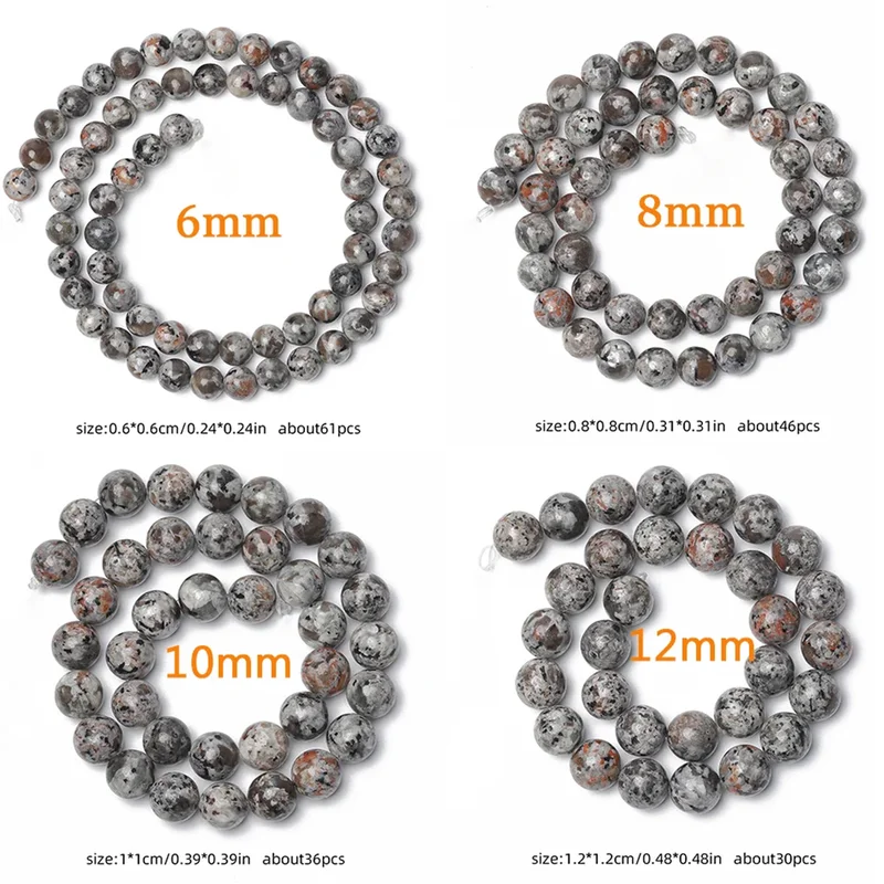 Natural Flame Yooperlite Bead Set for Jewelry Making - Loose Round Spacer Stones