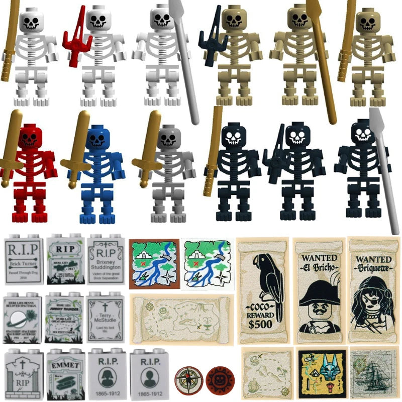 Mini Skeleton Zombie Ghost Building Blocks Scene Decoration for Kids