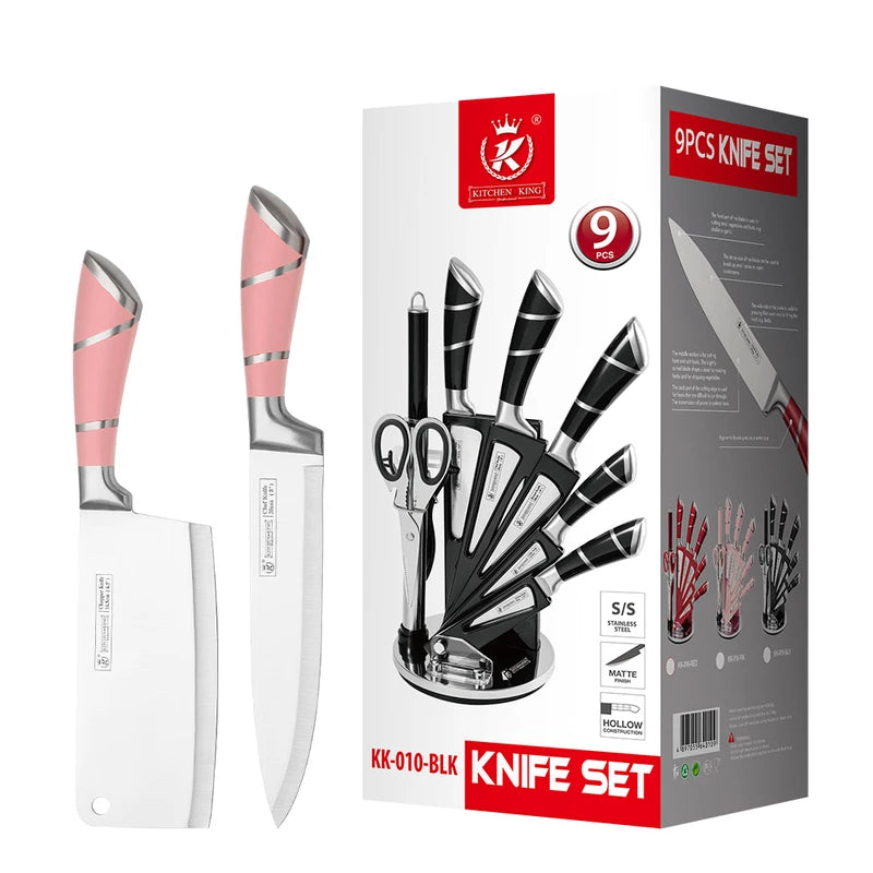 9-Piece Kitchen Knife Set with Stainless Steel Blades & Sharp Meat, Bread, Fruit Knives