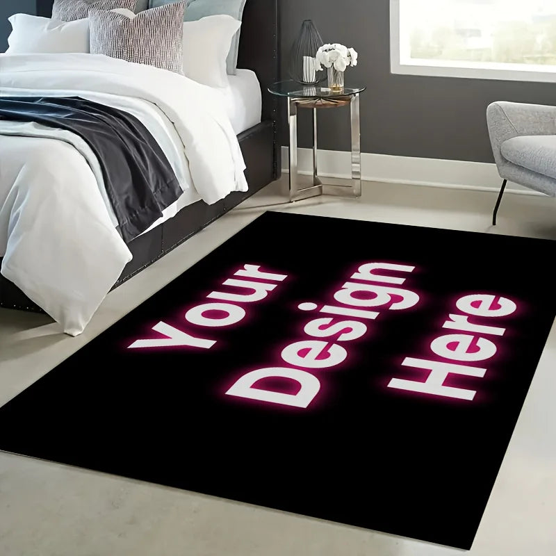 Custom Flannel Area Rug - Personalized Design, Washable Non-Slip Home Decor