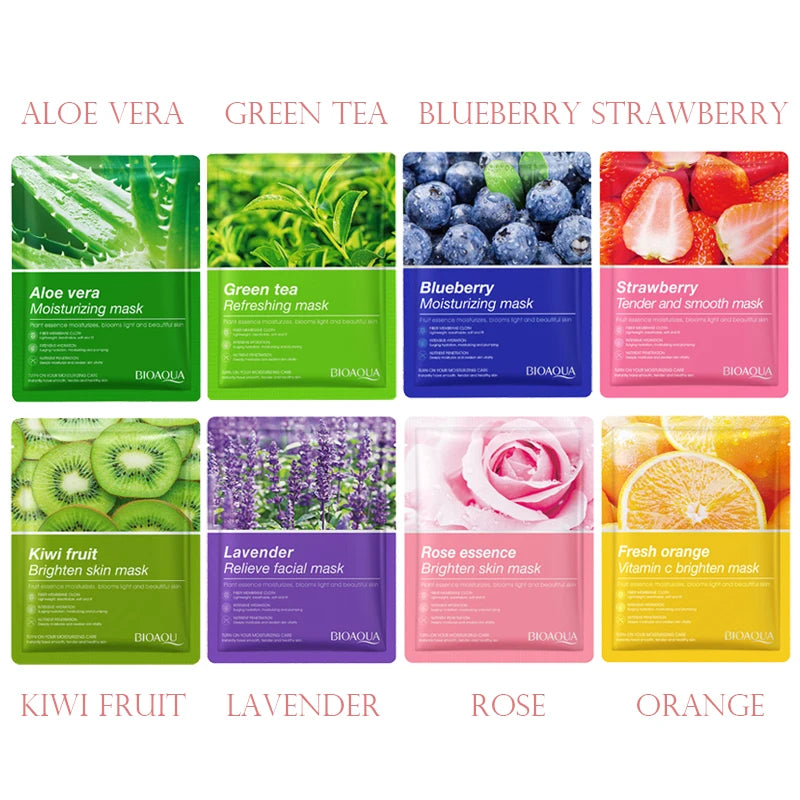 8pcs Natural Plant Face Masks Set Moisturizing & Firming Skincare Korean Cosmetics