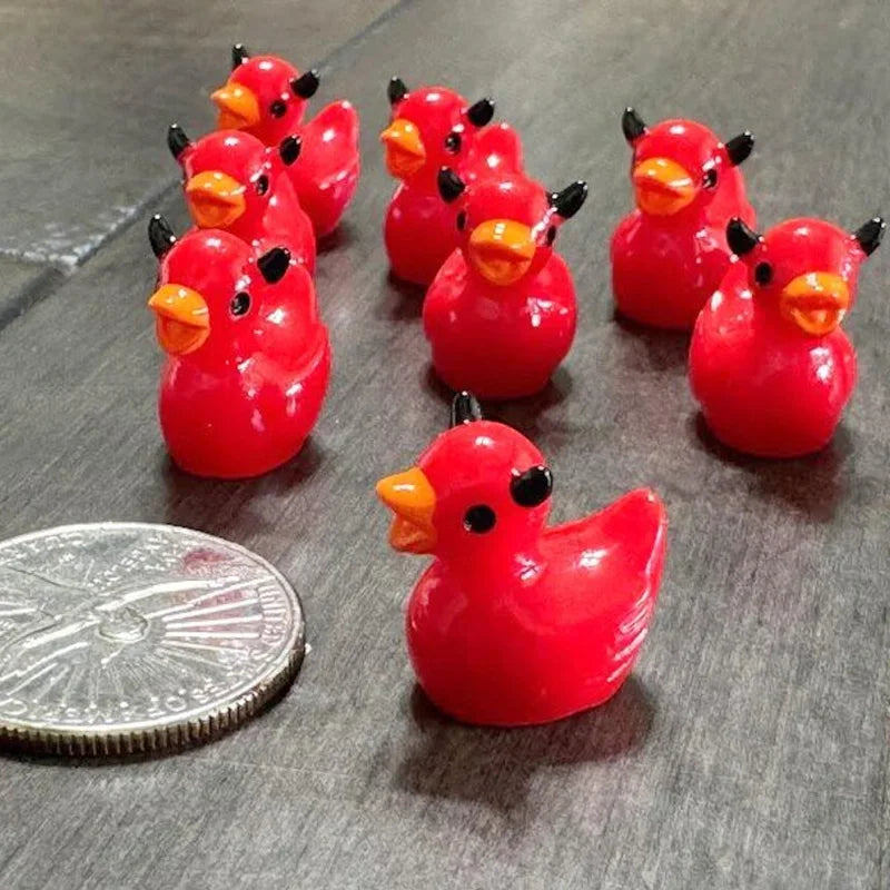 Mini Resin Devil Duck Figures for Halloween Crafts & Fairy Garden Decor - 5/10 Pcs