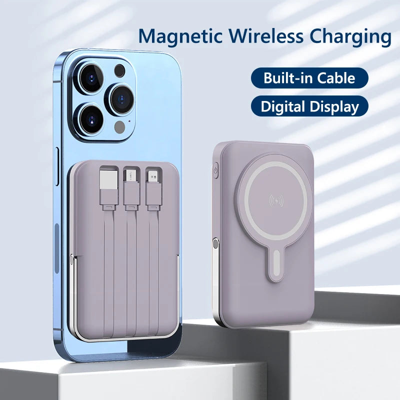 Wireless Magnetic Power Bank 10000mAh Fast Charging for Smartphones with Back Clip