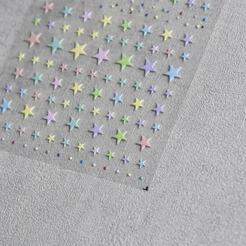 Colorful 5D Star Nail Art Stickers - Self-Adhesive Kawaii Decorations