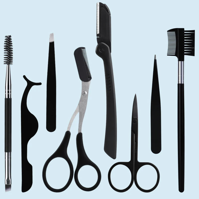 8-Pack Stainless Steel Eyebrow Trimming Tool Set for Men