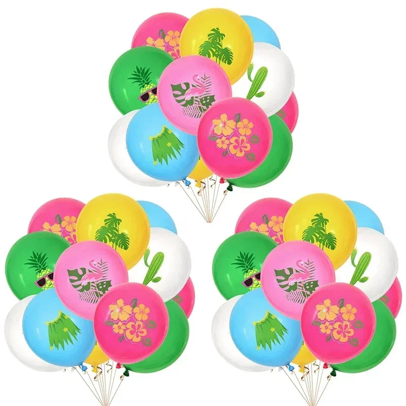 12-Inch Hawaiian Aloha Tropical Latex Balloons for Summer Beach Birthday Party