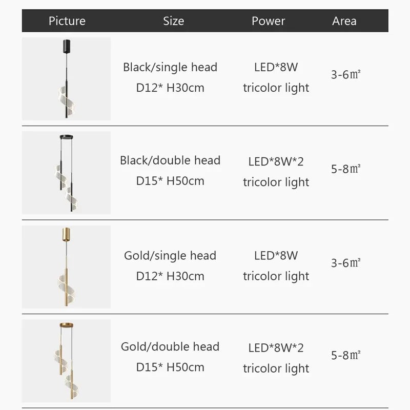 Modern LED Acrylic Wall Lamp Pendant Light Creative Spiral Indoor Lighting for Bedroom & Home Decor