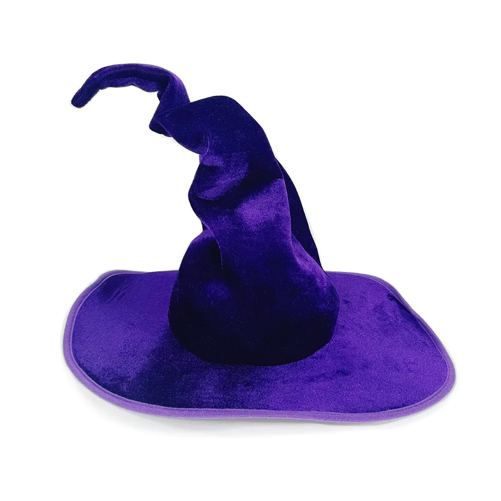 Velvet Witch Hat for Halloween Cosplay Party - Black Purple Green