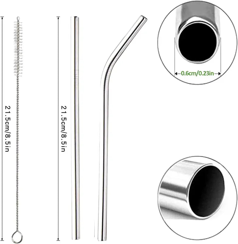 Reusable Stainless Steel Drinking Straw Set - Durable Bent & Straight Barware, Eco-Friendly, Dishwasher Safe