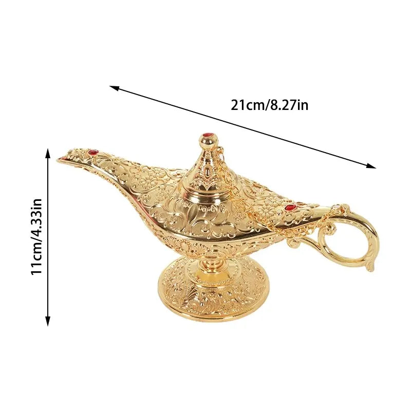 European Style Large Aladdin Lamp Decor - Metal Ornament for Home & Holiday