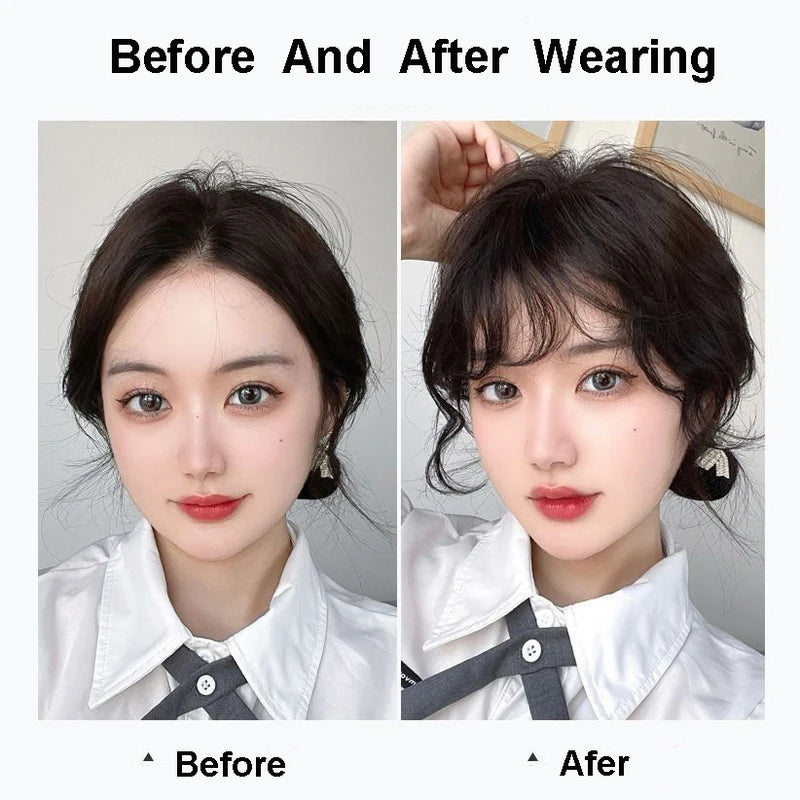 Fake Curly Air Bangs Clip-In Hair Extension Fringe for Women - Synthetic Hairpiece