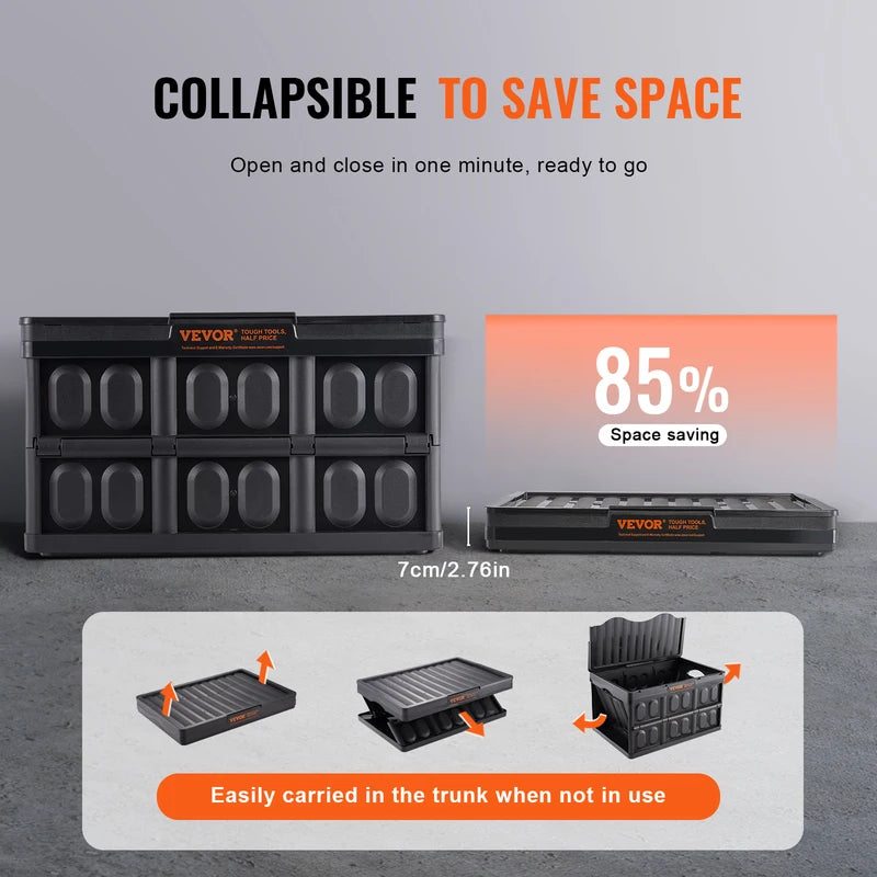 Set of 3 Collapsible Storage Bins with Lids - Stackable Garage & Utility Crates