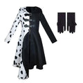 Girls Cruella Deville Costume Jumpsuit Dress Halloween Cosplay Party Outfit