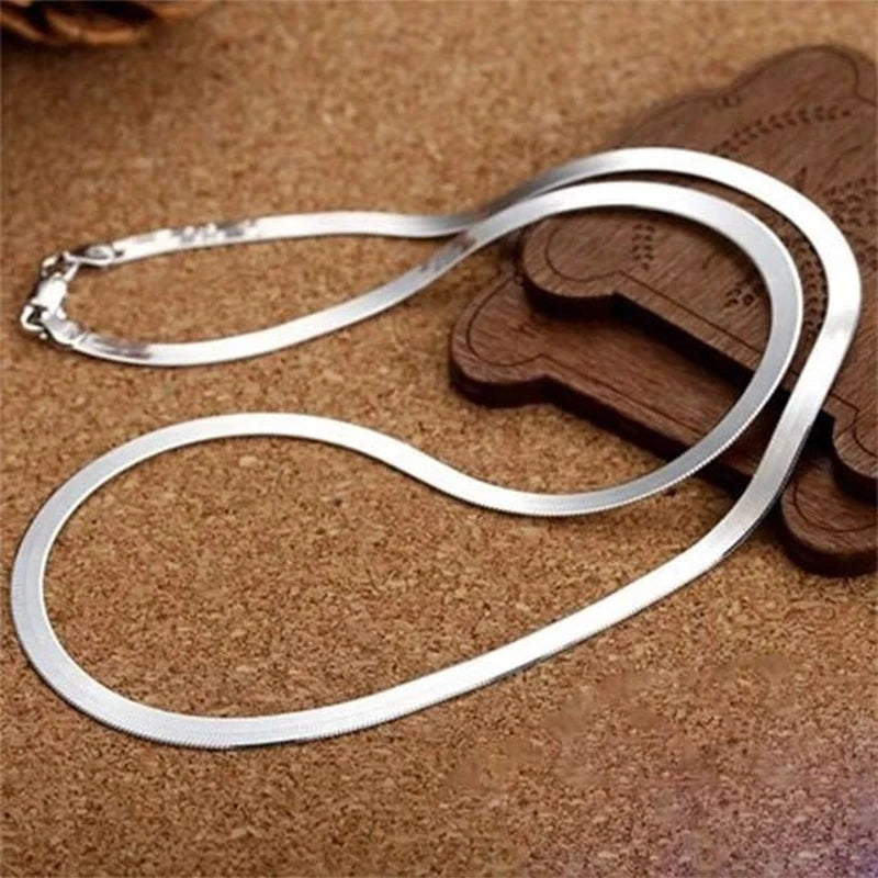 Silver Chain Necklace for Women Men 4MM Fine Jewelry Wedding Gift