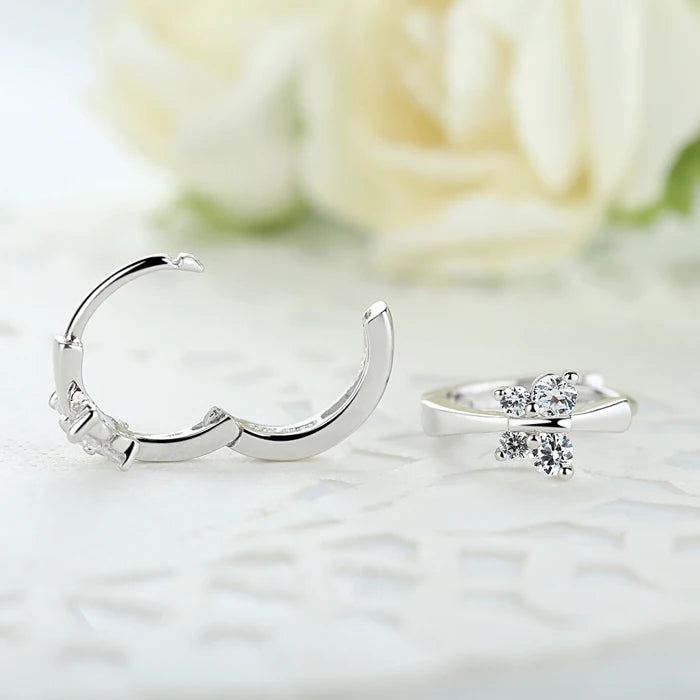 925 Silver Butterfly Zirconia Hoop Earrings for Girls Women - Small Huggies Jewelry