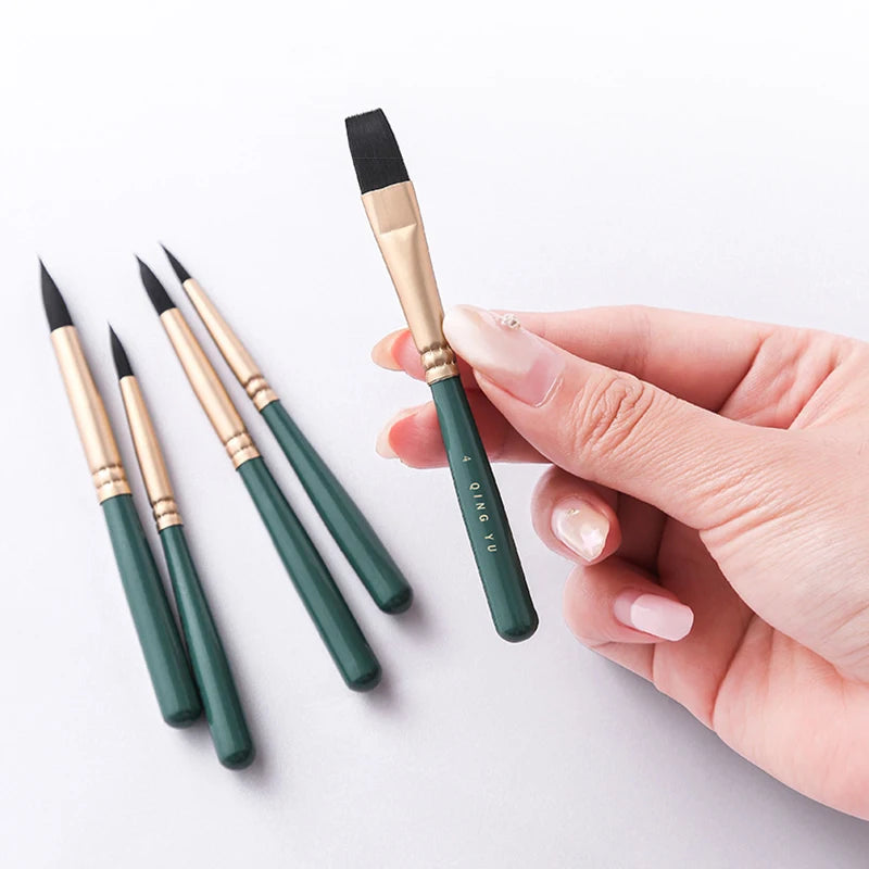 6pcs Multi-Functional Watercolor Paintbrushes for Art & School Use - Green
