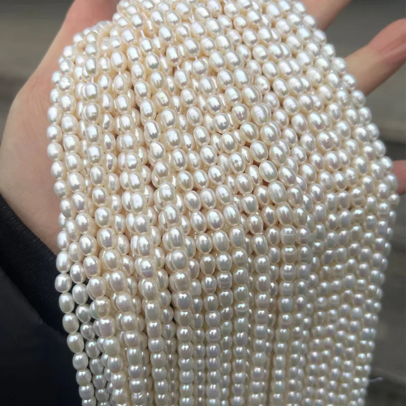 Freshwater Pearl Beads - High-Gloss Rice-Shaped DIY Jewelry Making Supplies