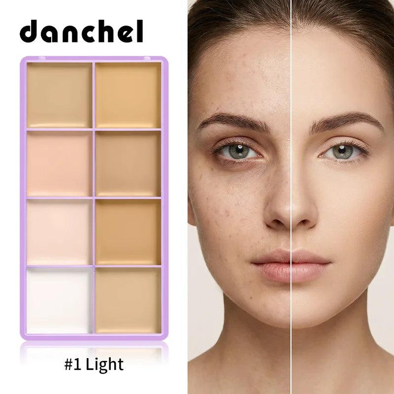 Full Coverage Matte Concealer Palette - 8 Shades, Waterproof & Long Lasting Face Makeup
