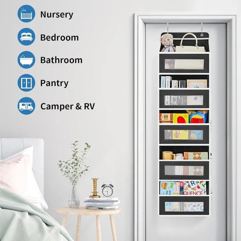 5-Shelf Over-the-Door Hanging Storage Organizer with Large Pockets