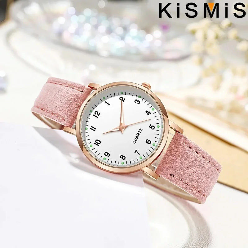 Women's Casual Luminous Quartz Watch with Leather Strap - Multiple Colors