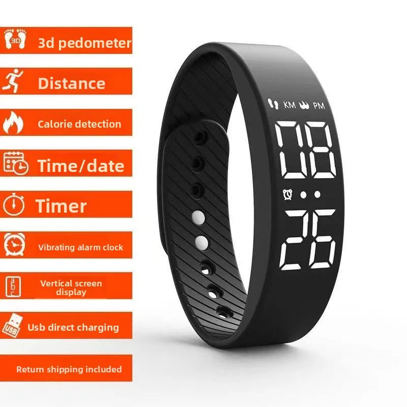 Unisex Digital Sport Watch Waterproof Silent Vibration Alarm Pedometer