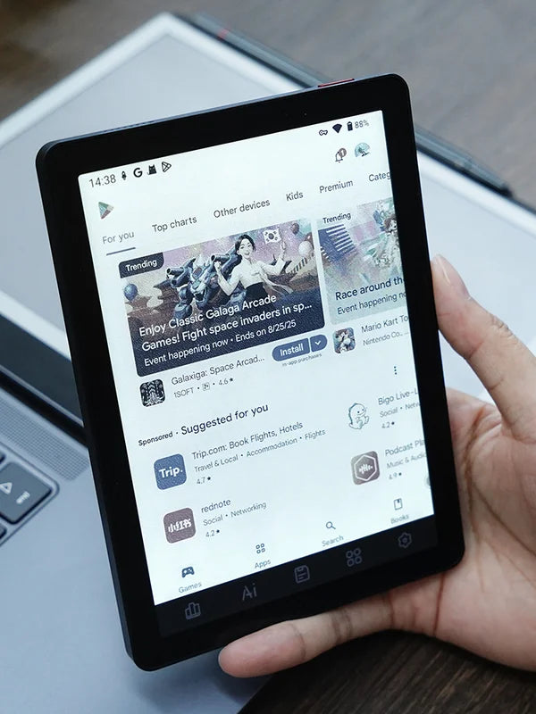 6-Inch E-Reader with Adjustable Front Light, 300 PPI E Ink Display, Android 14, 64GB Storage
