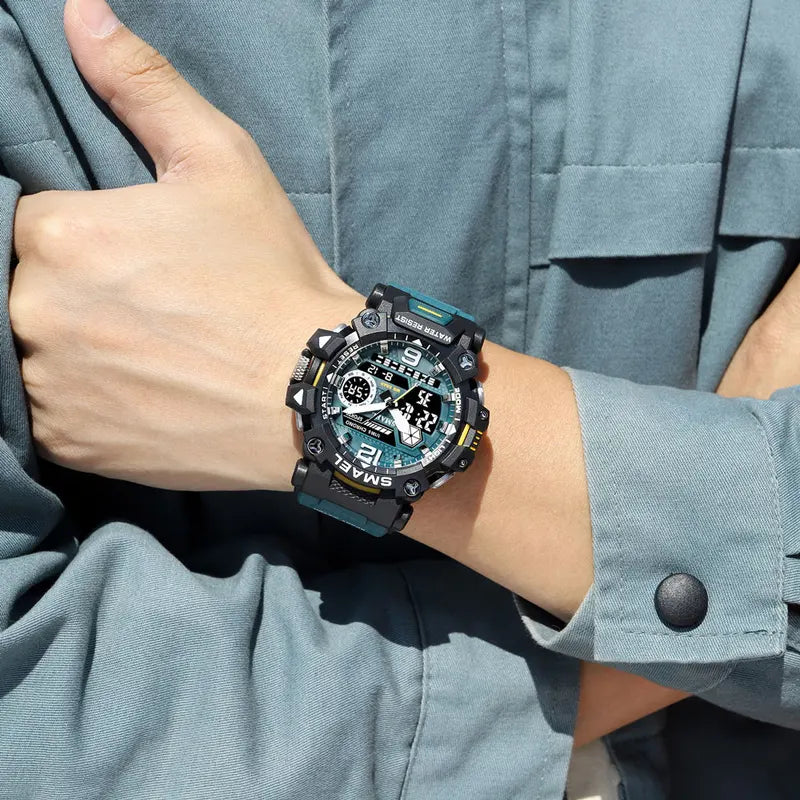 Men's Digital Sports Watch Waterproof Dual Display Quartz Military Watch