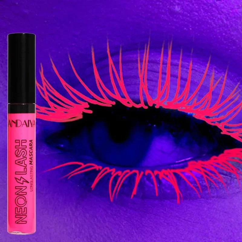 Colorful Fluorescent Waterproof Mascara with Glow in The Dark Effect - Long Lasting Eye Makeup