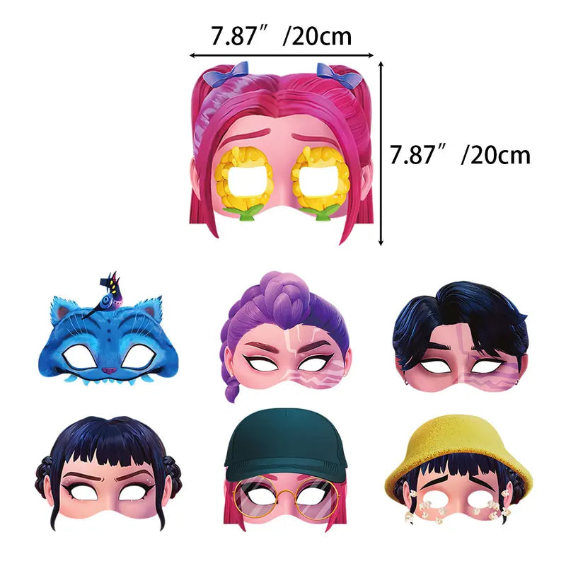 12PCS Kids Party Masks and Paper Glasses Set - Fantasy Hunter Celebration Props