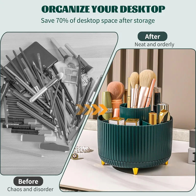 Rotating Makeup Brush Organizer 5 Slots Multi-Functional Desktop Storage