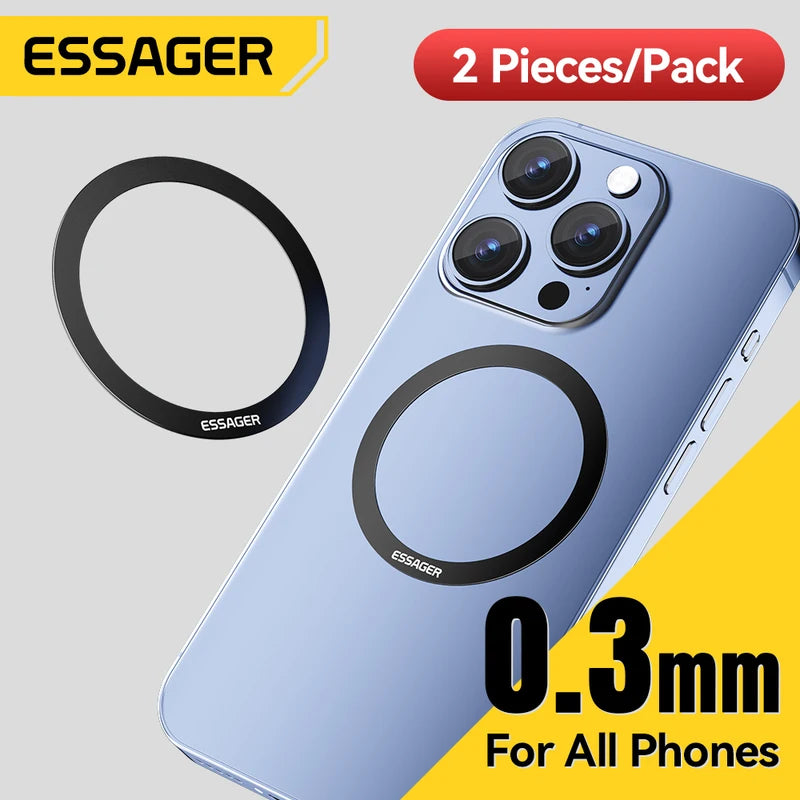 Magnetic Metal Ring for Magsafe & Wireless Charging – 2PCS Phone Plate Sticker