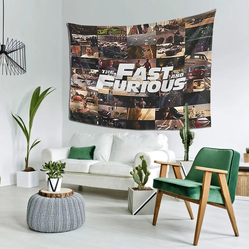 Decorative Wall Tapestry - Fast and Furious Legends Art for Living Room Bedroom