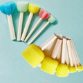 10 Pcs Wooden Handle Mushroom Head Paint Sponges for Kids DIY Art Crafts Set