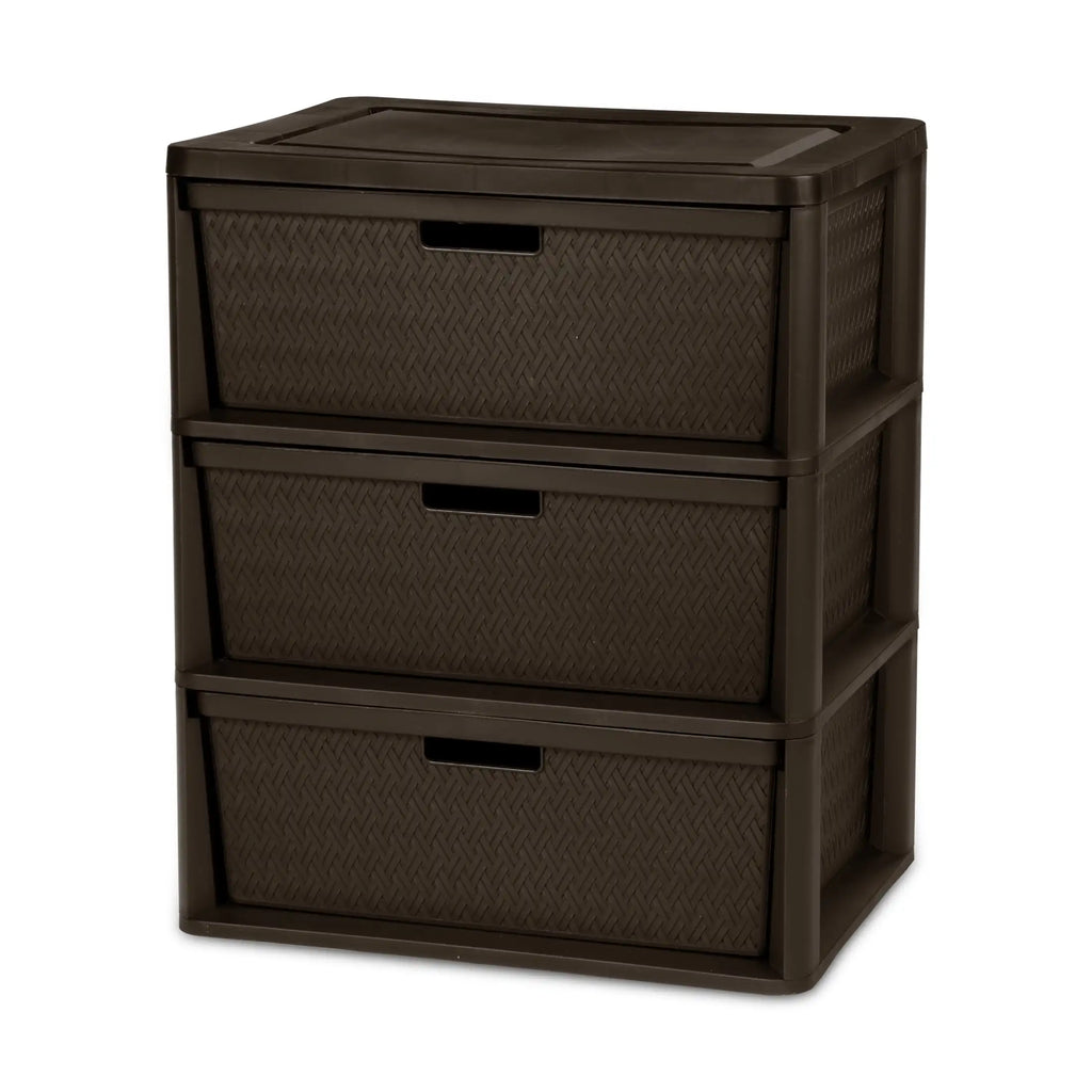 Multi-Color Wide 3 Drawer Plastic Storage Tower with Removable Bins
