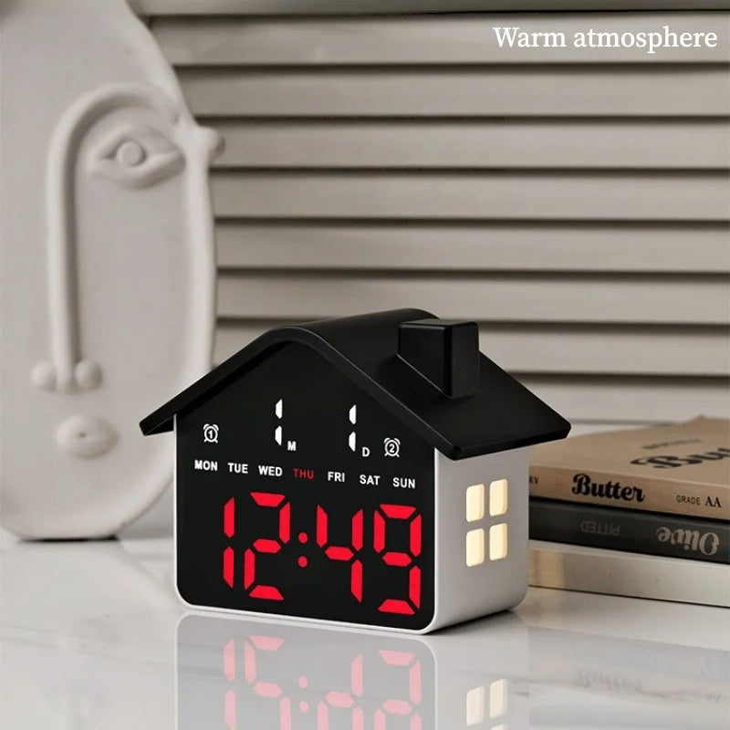 Voice Control Digital Alarm Clock with Night Light, Brightness Adjustment, 12/24H Display